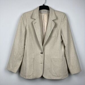 Vintage Women's Wool Jacket Blazer Cream Ivory Size Small Made in Hong Kong